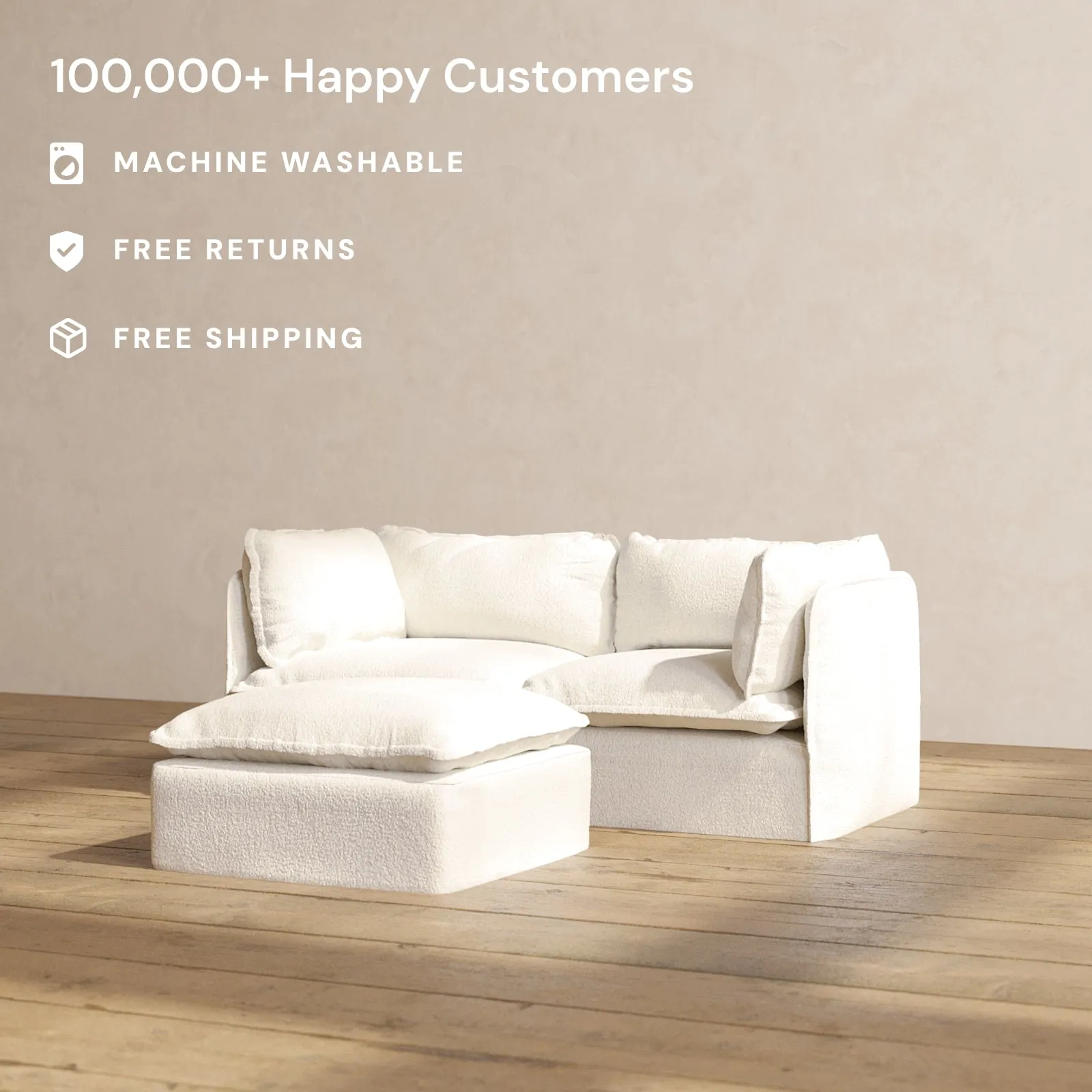Modular Performance 2-Seater   Ottoman in Mousse | Deluxe Blend