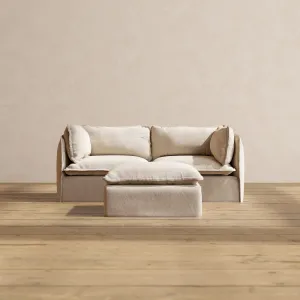 Modular Performance 2-Seater   Ottoman in Oat | Deluxe Blend