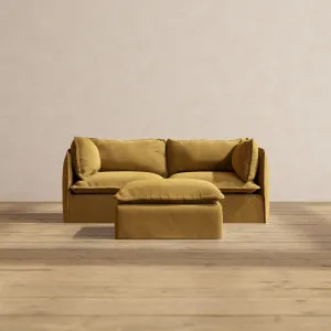 Modular Performance 2-Seater   Ottoman in Toffee | Relaxed Blend