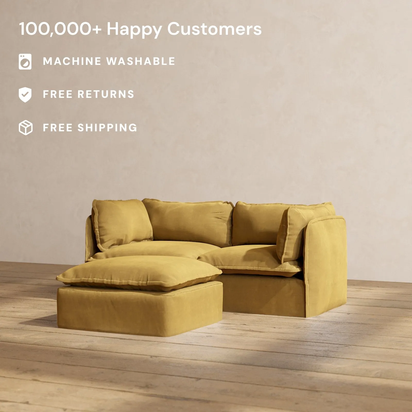 Modular Performance 2-Seater   Ottoman in Toffee | Relaxed Blend