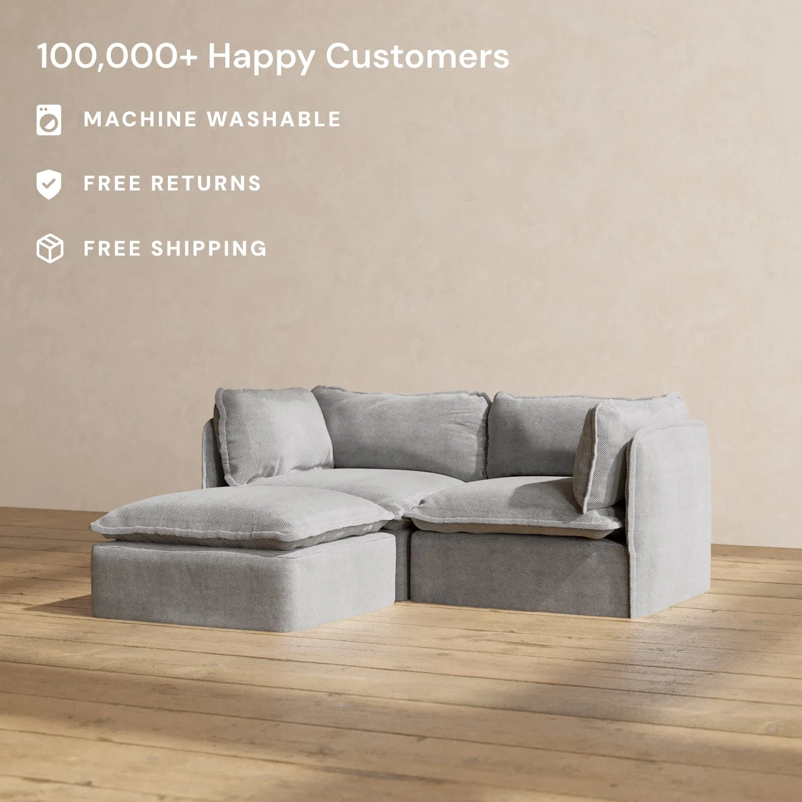 Modular Performance 2-Seater Sectional in Ash | Deluxe Blend
