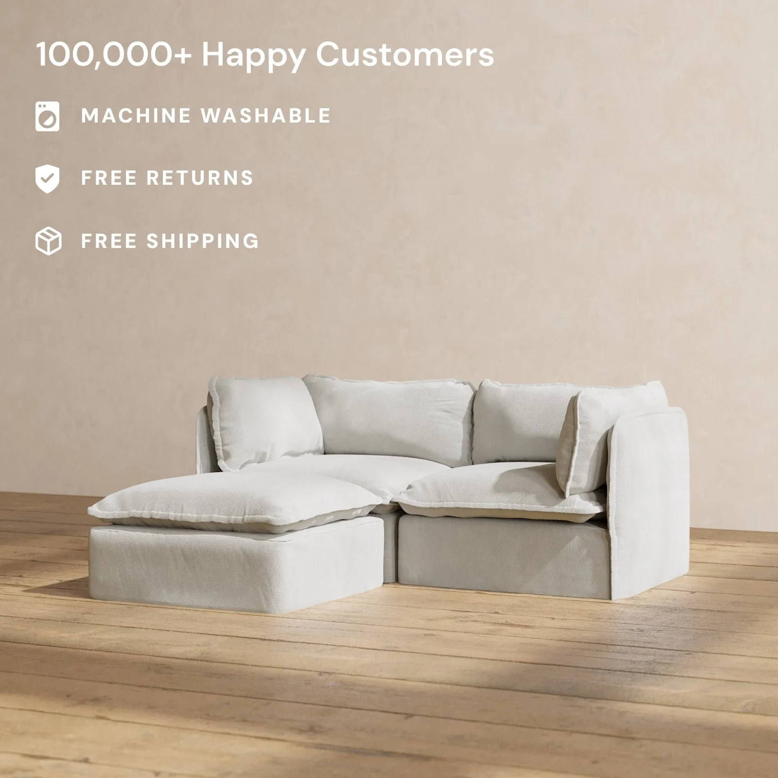 Modular Performance 2-Seater Sectional in Cloud | Deluxe Blend