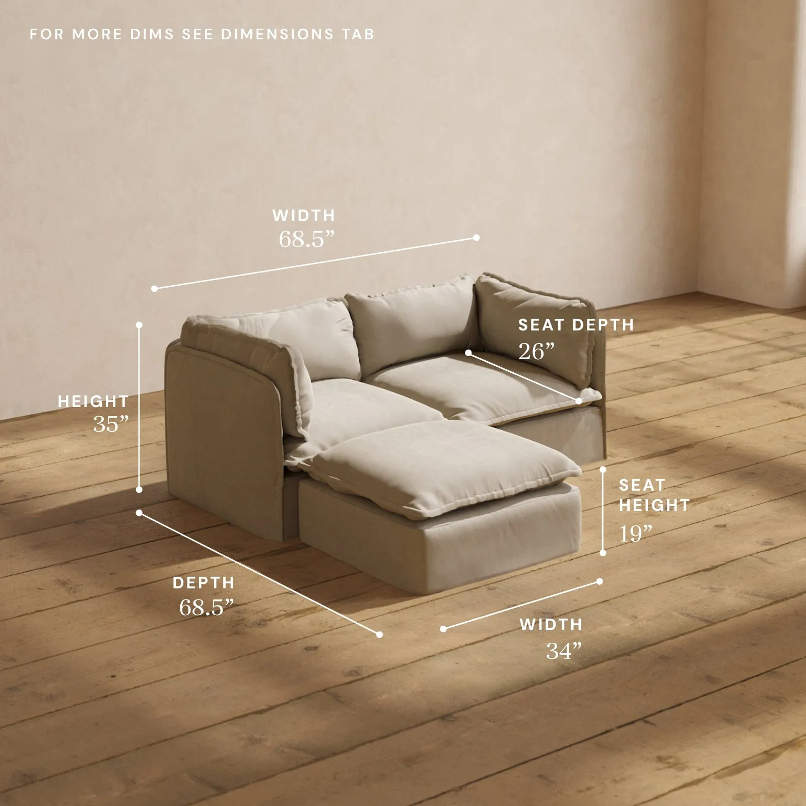 Modular Performance 2-Seater Sectional in Dune | Deluxe Blend