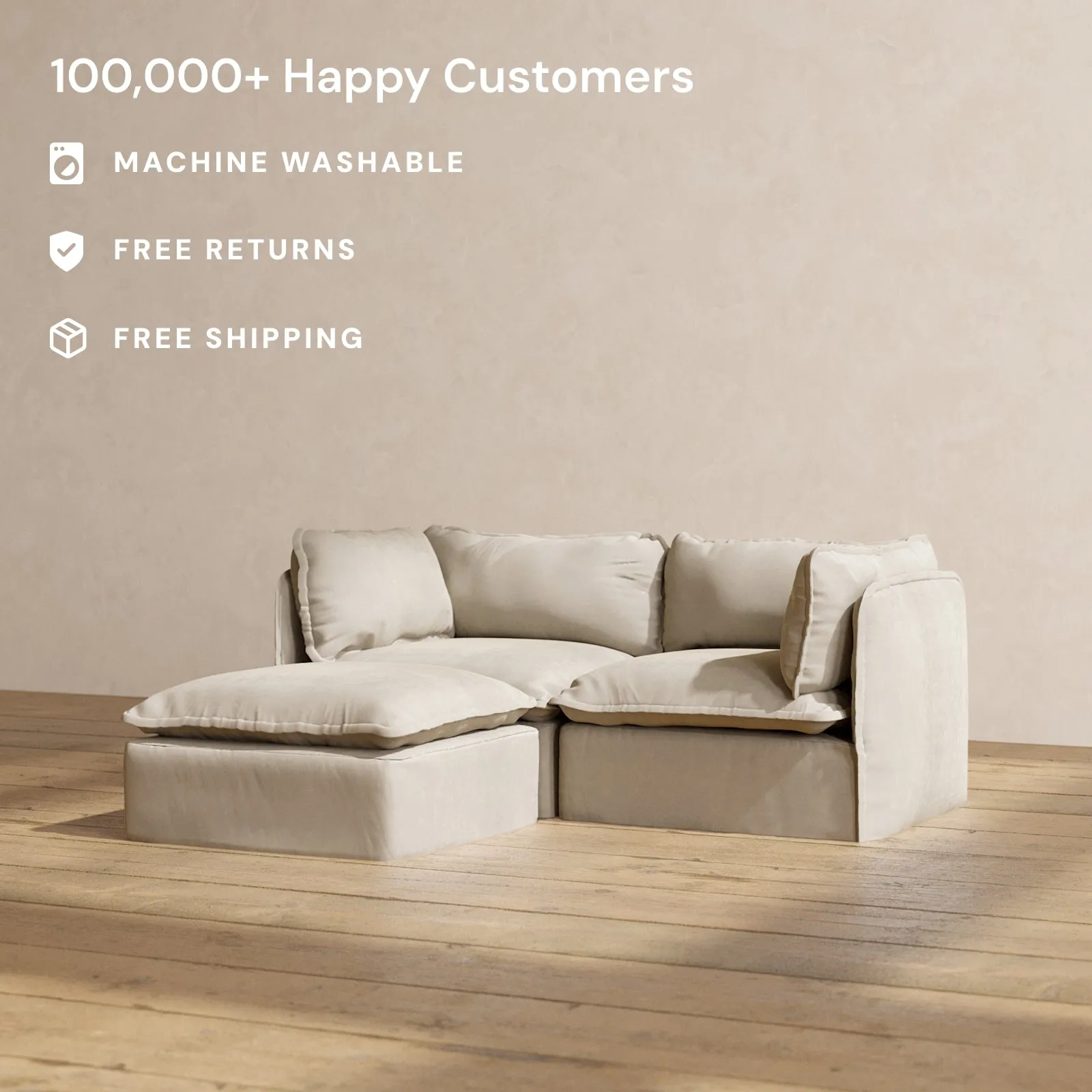 Modular Performance 2-Seater Sectional in Dune | Deluxe Blend