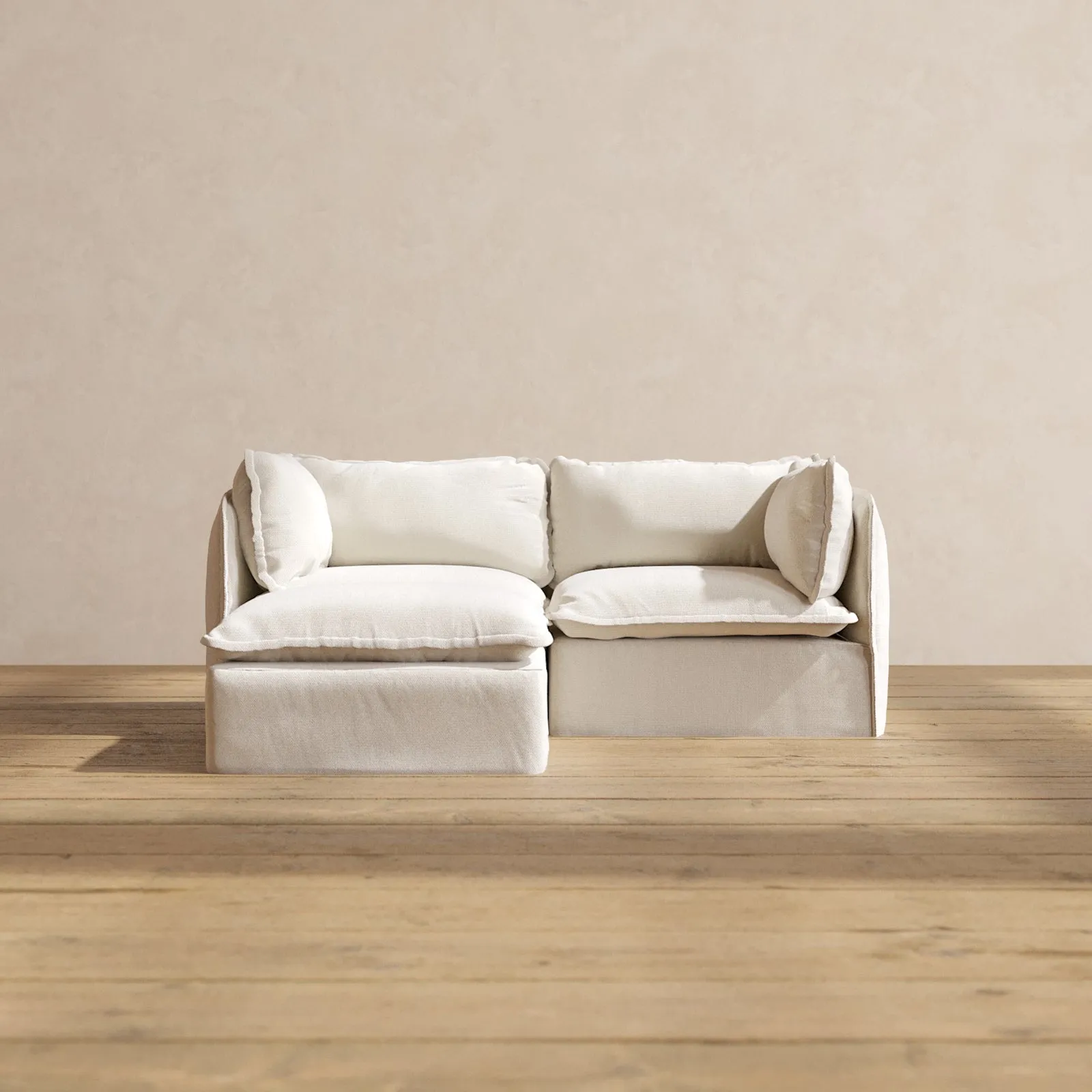 Modular Performance 2-Seater Sectional in Flour | Relaxed Blend