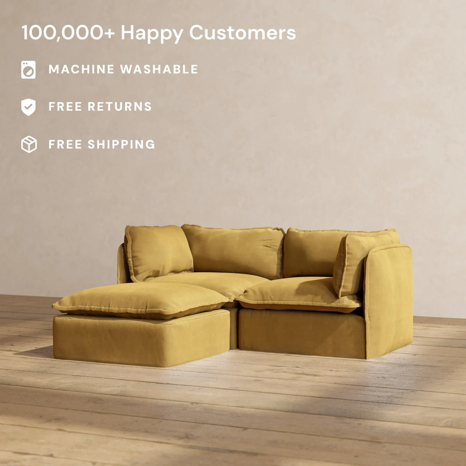 Modular Performance 2-Seater Sectional in Toffee | Deluxe Blend