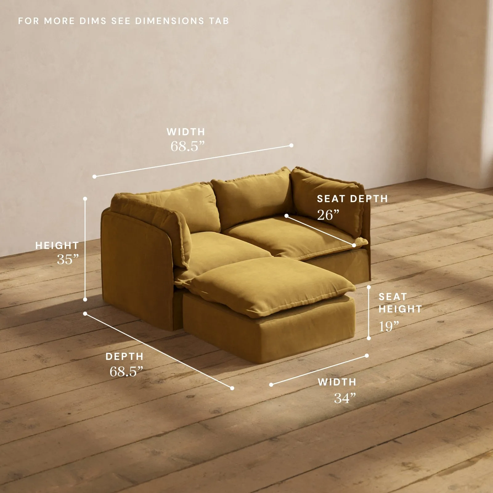 Modular Performance 2-Seater Sectional in Toffee | Deluxe Blend