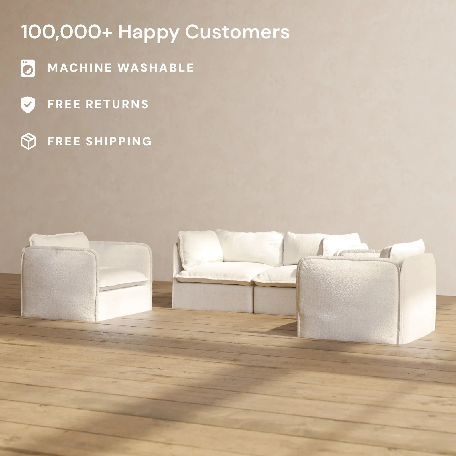 Modular Performance 2-Seater Sofa   Armchair Set in Mousse | Relaxed Blend