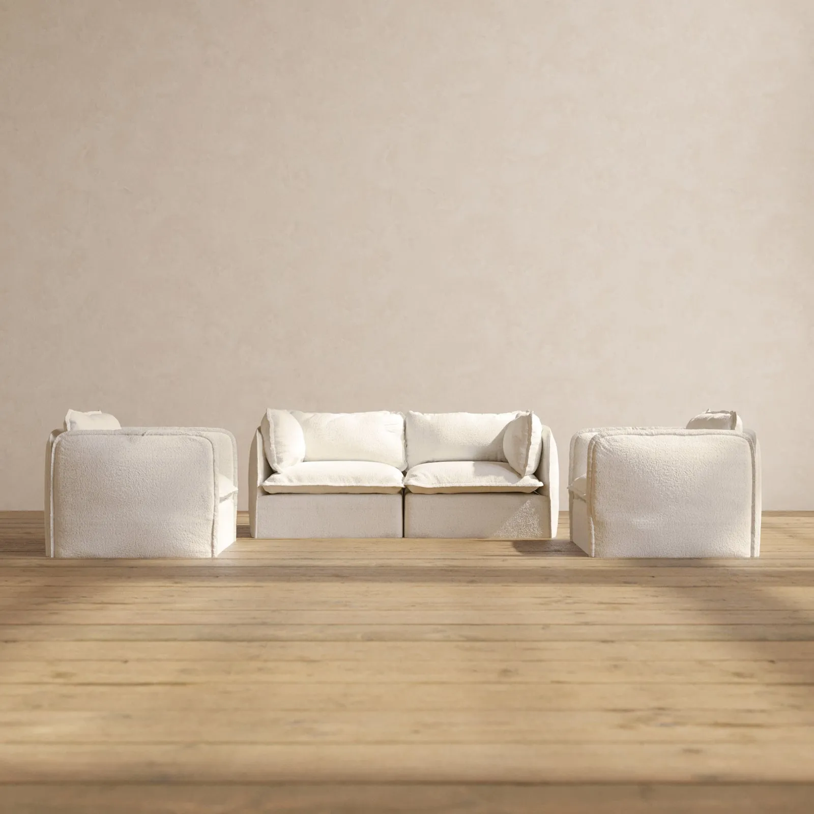 Modular Performance 2-Seater Sofa   Armchair Set in Mousse | Relaxed Blend