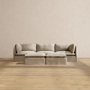 Modular Performance 3-Seater   Bench Ottoman in Dune | Relaxed Blend