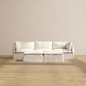 Modular Performance 3-Seater   Bench Ottoman in Mousse | Relaxed Blend
