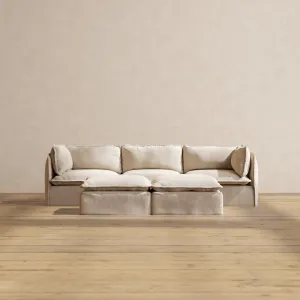 Modular Performance 3-Seater   Bench Ottoman in Oat | Relaxed Blend
