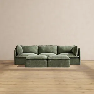 Modular Performance 3-Seater   Bench Ottoman in Willow | Relaxed Blend