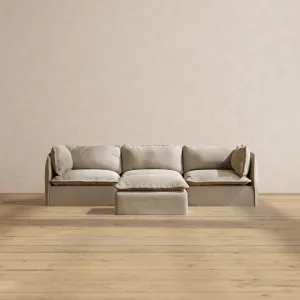 Modular Performance 3-Seater   Ottoman in Dune | Deluxe Blend