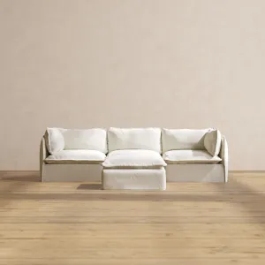 Modular Performance 3-Seater   Ottoman in Eggshell | Relaxed Blend