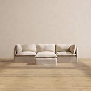 Modular Performance 3-Seater   Ottoman in Oat | Deluxe Blend