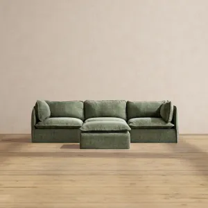 Modular Performance 3-Seater   Ottoman in Willow | Deluxe Blend