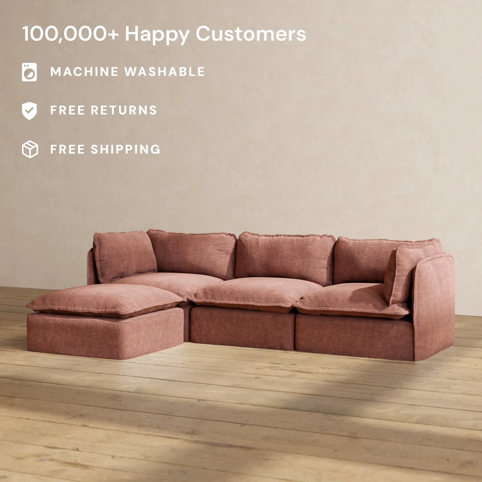 Modular Performance 3-Seater Sectional in Chestnut | Deluxe Blend