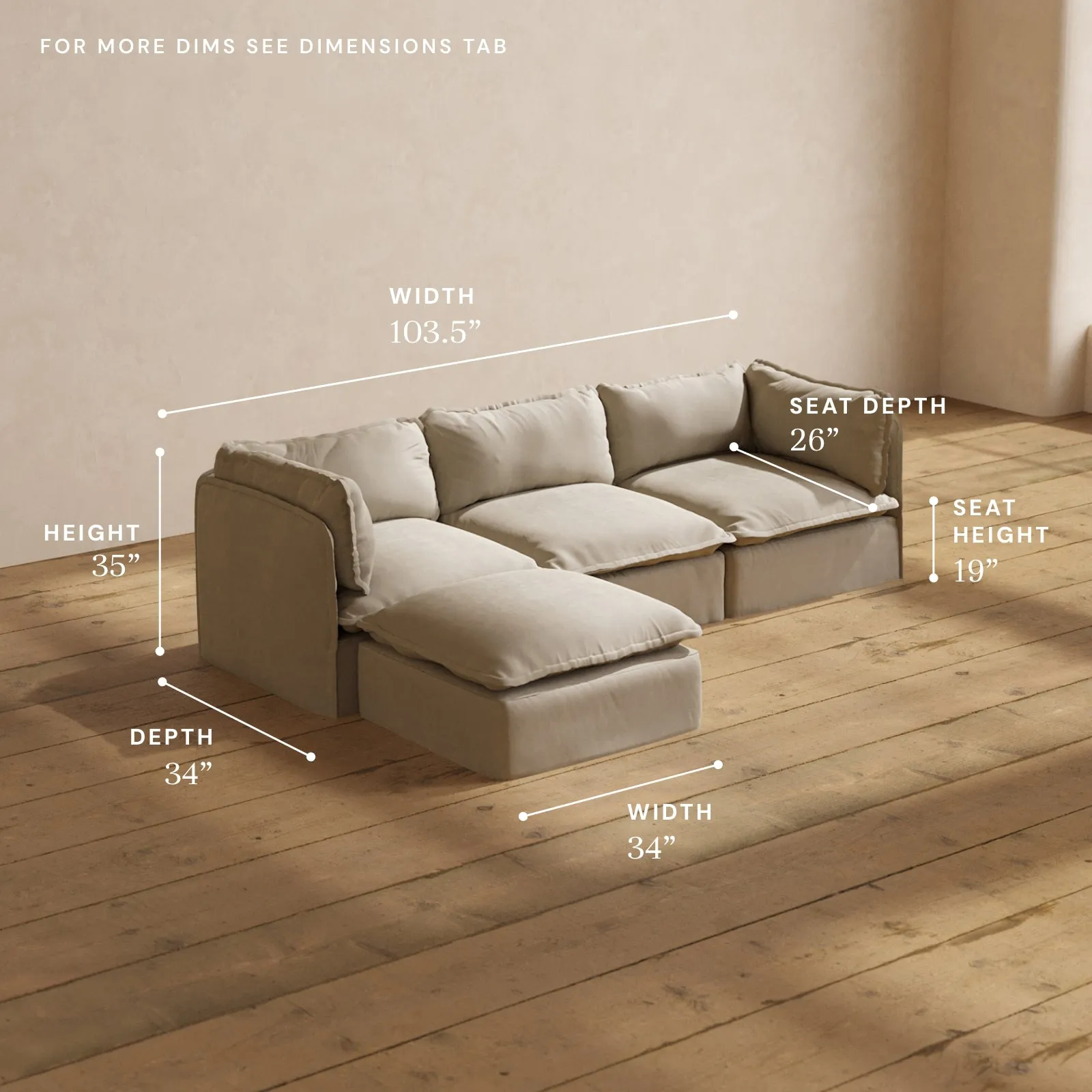Modular Performance 3-Seater Sectional in Dune | Deluxe Blend