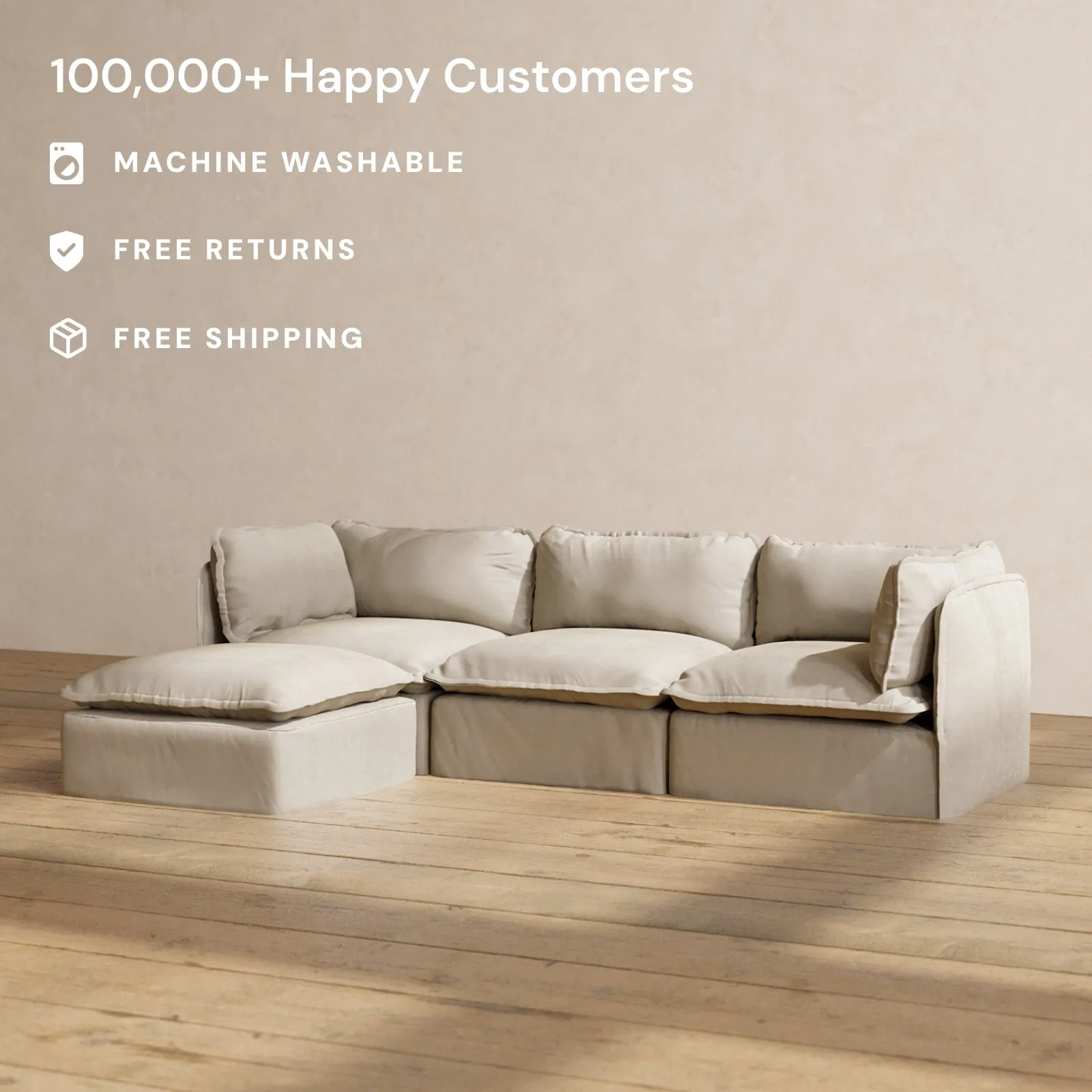 Modular Performance 3-Seater Sectional in Dune | Deluxe Blend
