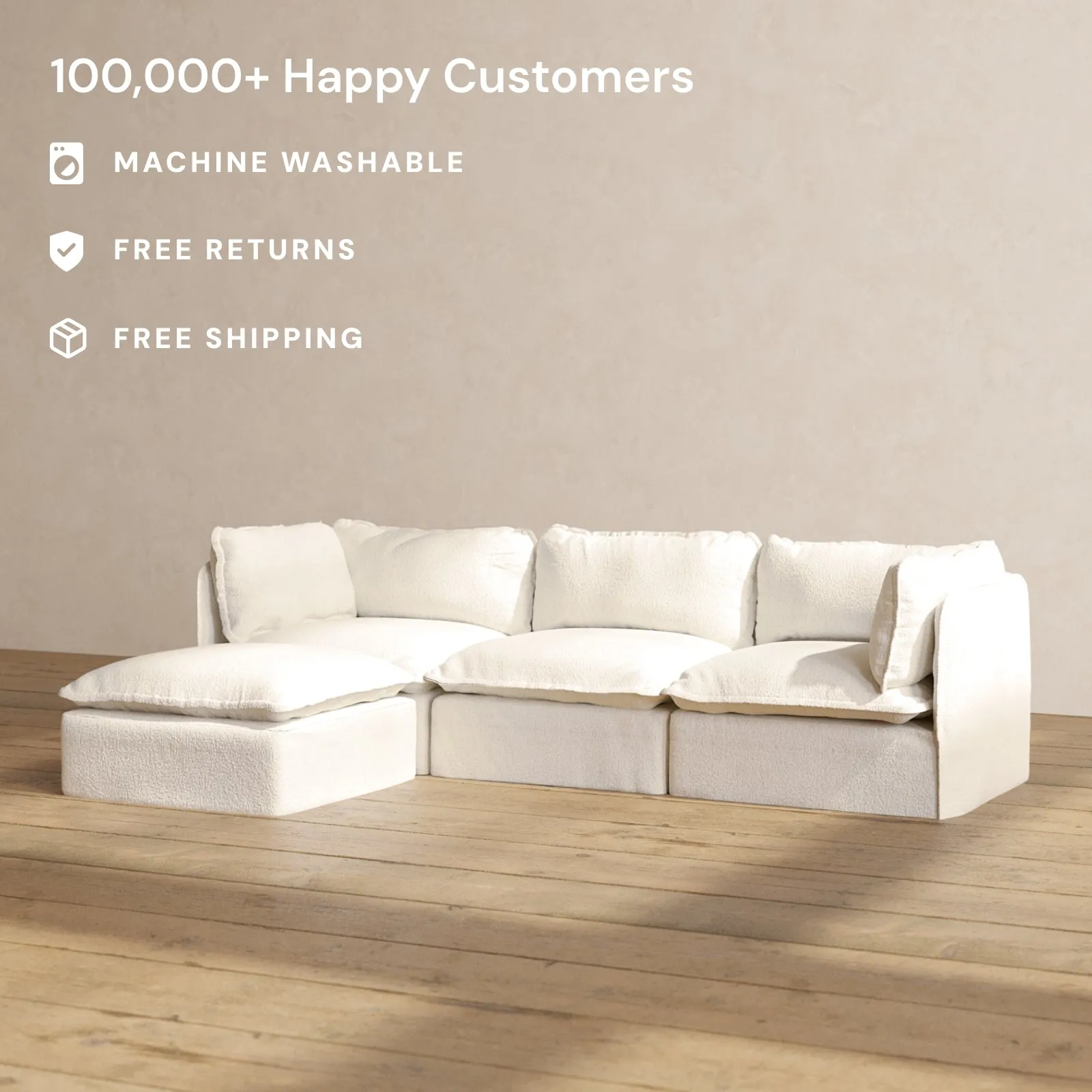 Modular Performance 3-Seater Sectional in Mousse | Deluxe Blend