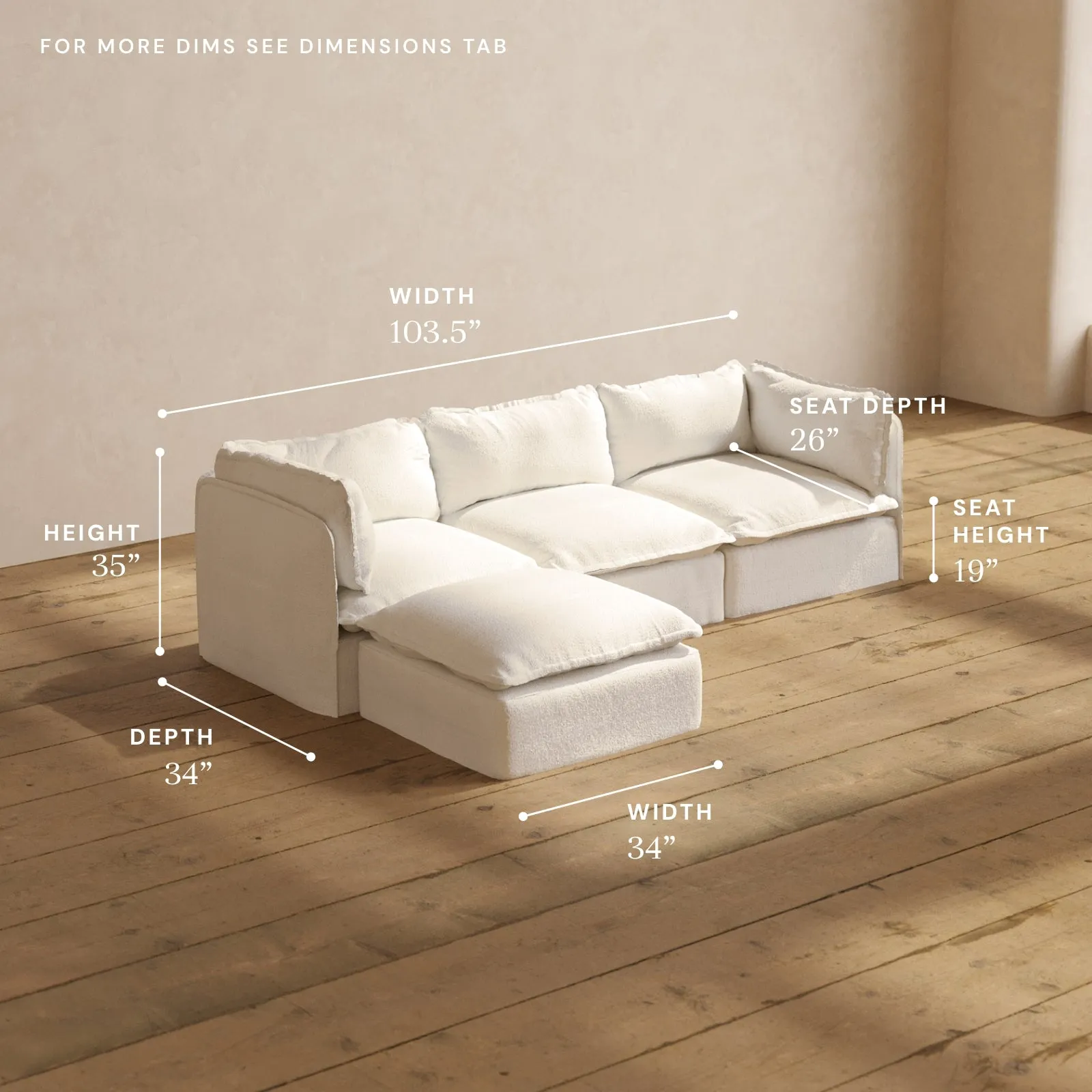 Modular Performance 3-Seater Sectional in Mousse | Deluxe Blend