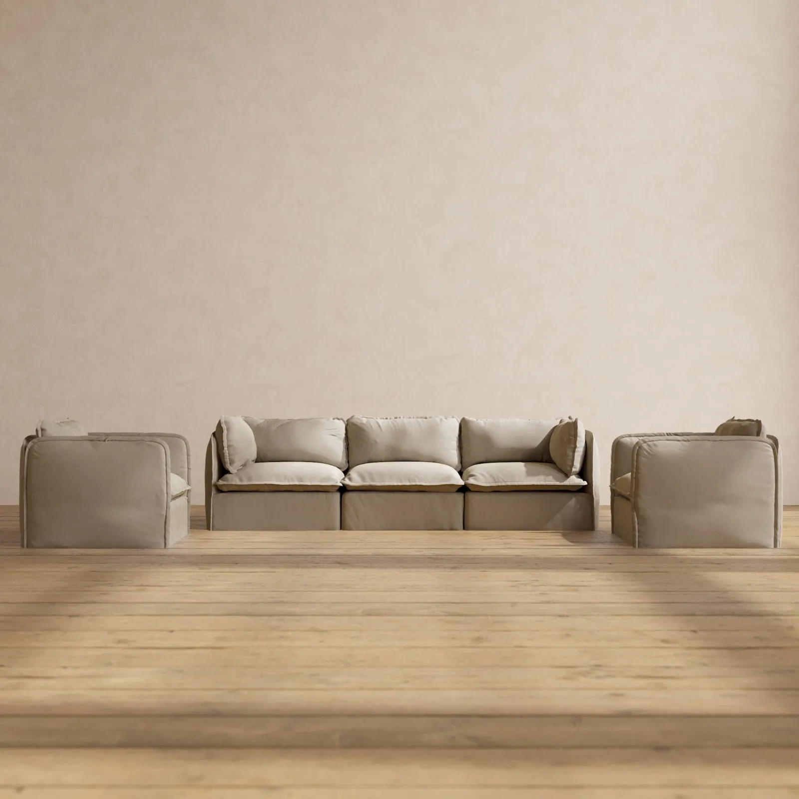 Modular Performance 3-Seater Sofa   Armchair Set in Dune | Deluxe Blend