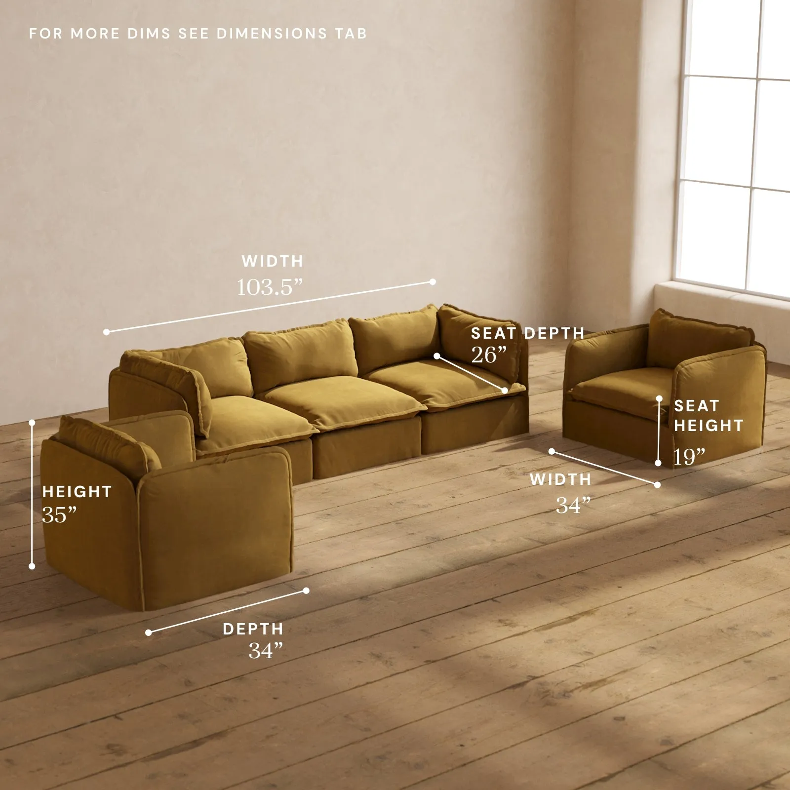 Modular Performance 3-Seater Sofa   Armchair Set in Toffee | Relaxed Blend