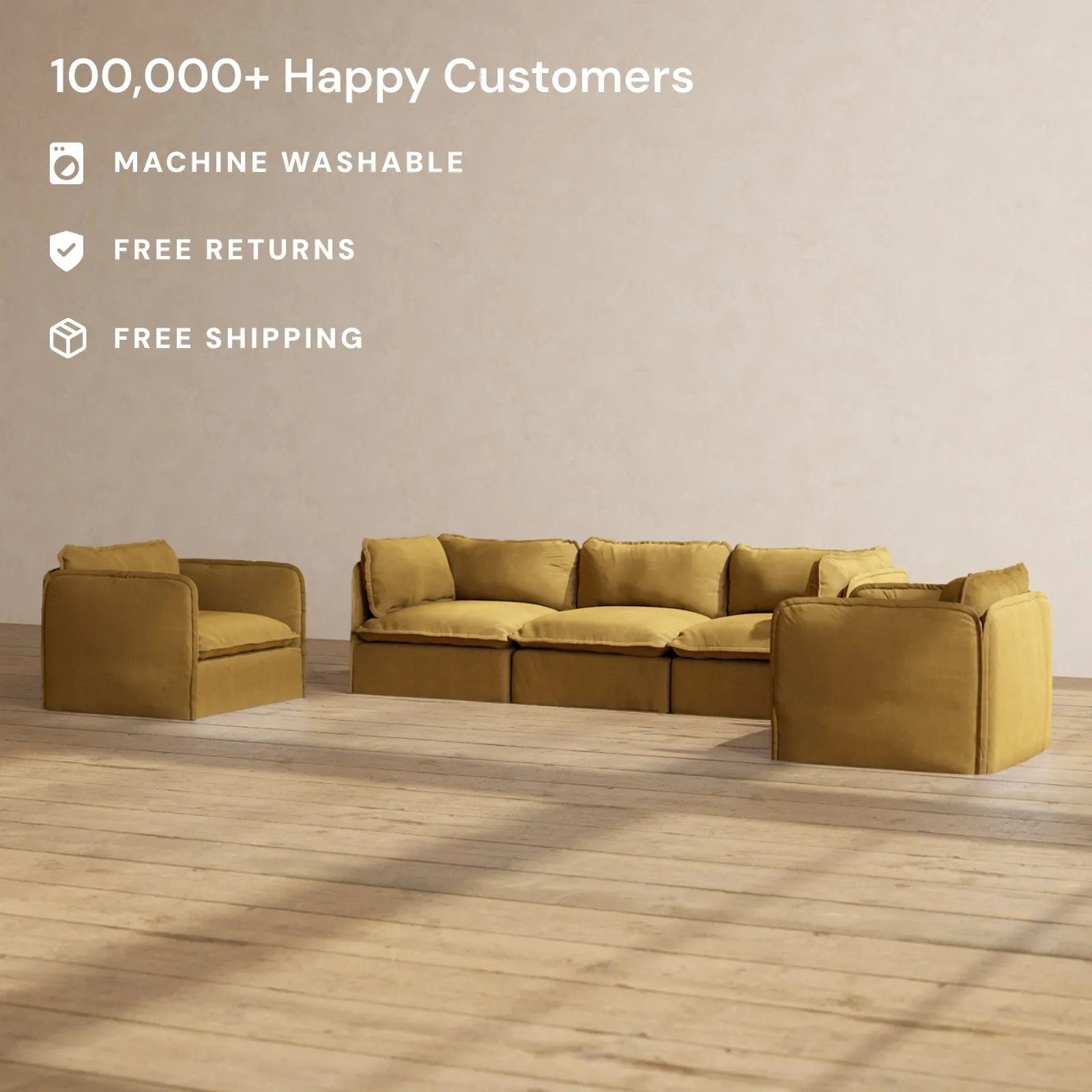 Modular Performance 3-Seater Sofa   Armchair Set in Toffee | Relaxed Blend