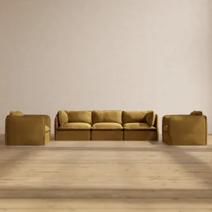Modular Performance 3-Seater Sofa   Armchair Set in Toffee | Relaxed Blend
