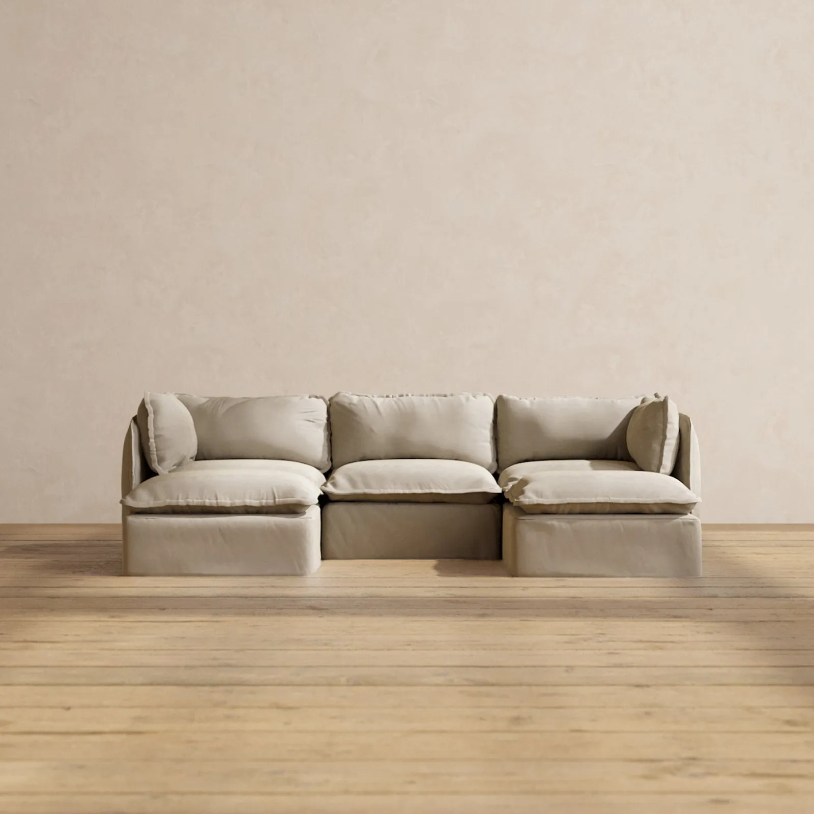 Modular Performance 3-Seater U-Sectional in Dune | Deluxe Blend