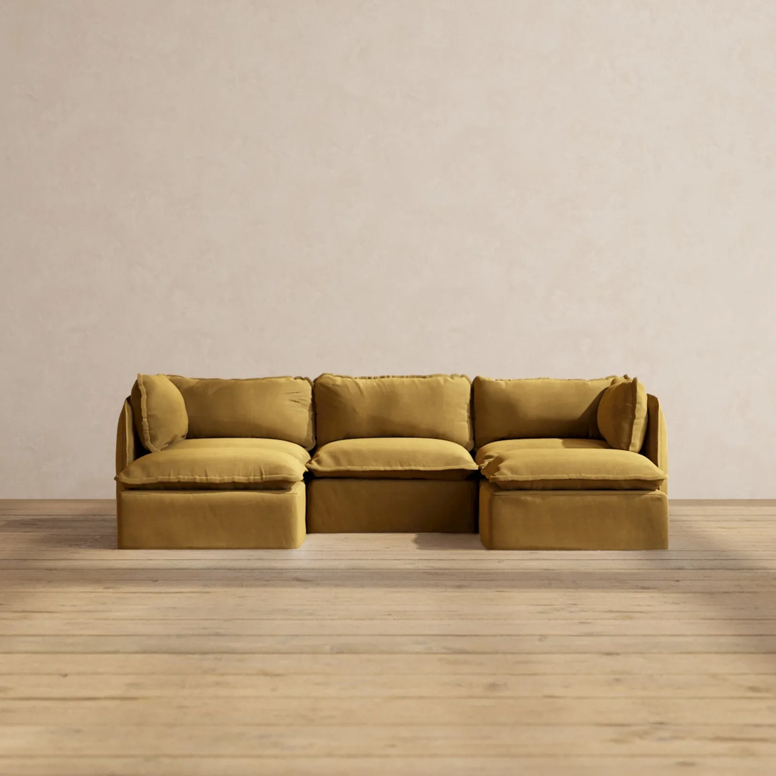 Modular Performance 3-Seater U-Sectional in Toffee | Relaxed Blend