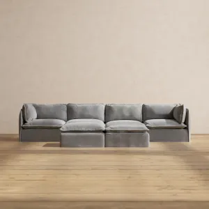 Modular Performance 4-Seater   Bench Ottoman in Ash | Deluxe Blend