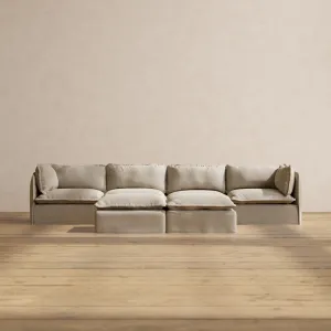 Modular Performance 4-Seater   Bench Ottoman in Dune | Deluxe Blend