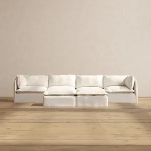 Modular Performance 4-Seater   Bench Ottoman in Mousse | Deluxe Blend