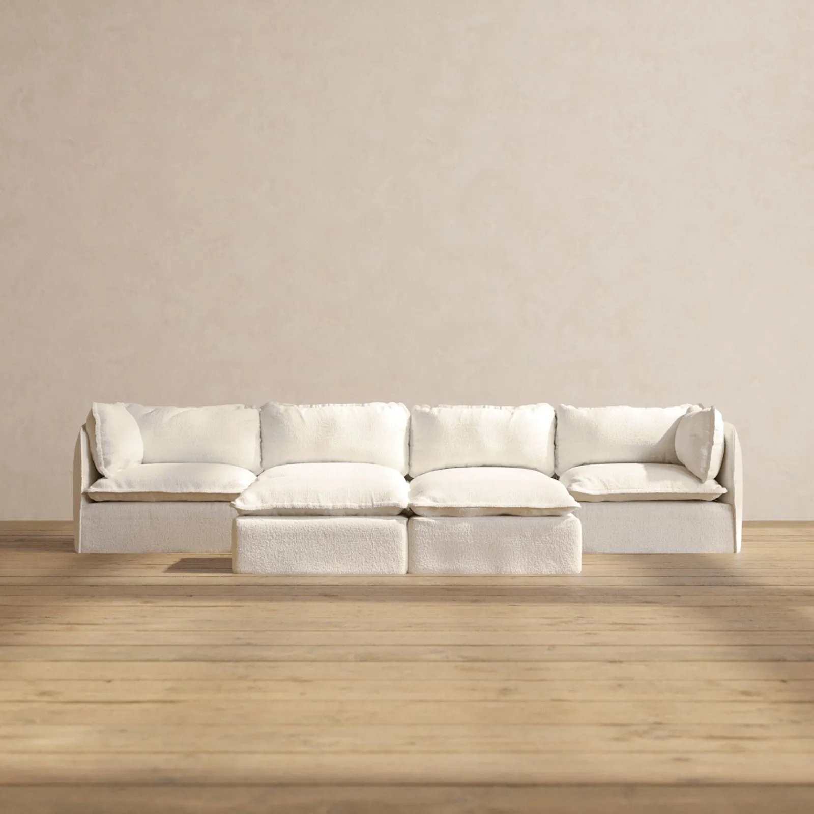 Modular Performance 4-Seater   Bench Ottoman in Mousse | Deluxe Blend