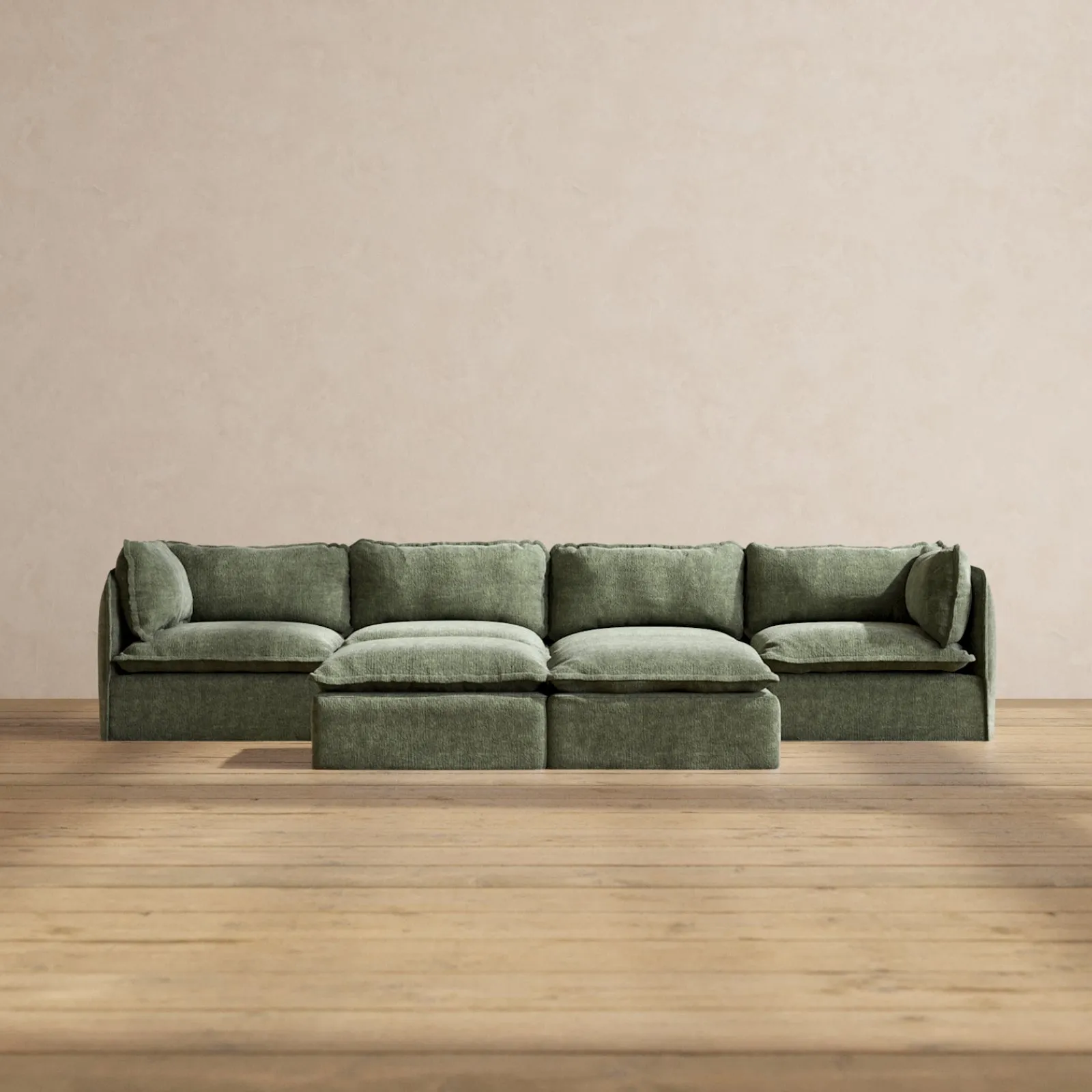 Modular Performance 4-Seater   Bench Ottoman in Willow | Relaxed Blend