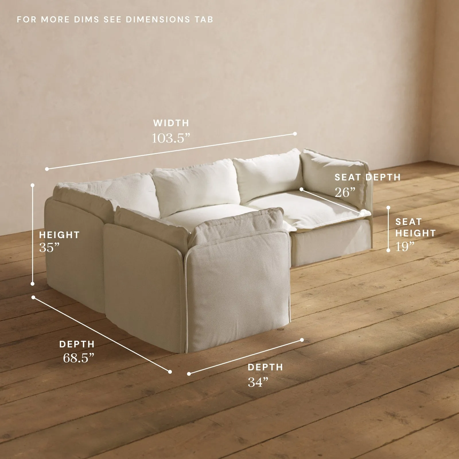Modular Performance 4-Seater Corner Sectional in Eggshell | Deluxe Blend