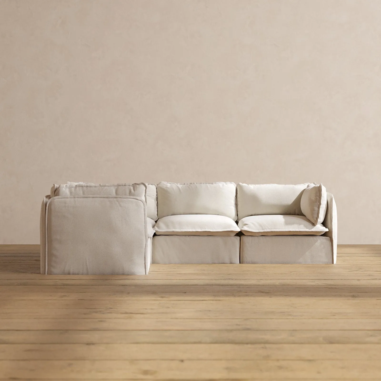 Modular Performance 4-Seater Corner Sectional in Flour | Deluxe Blend