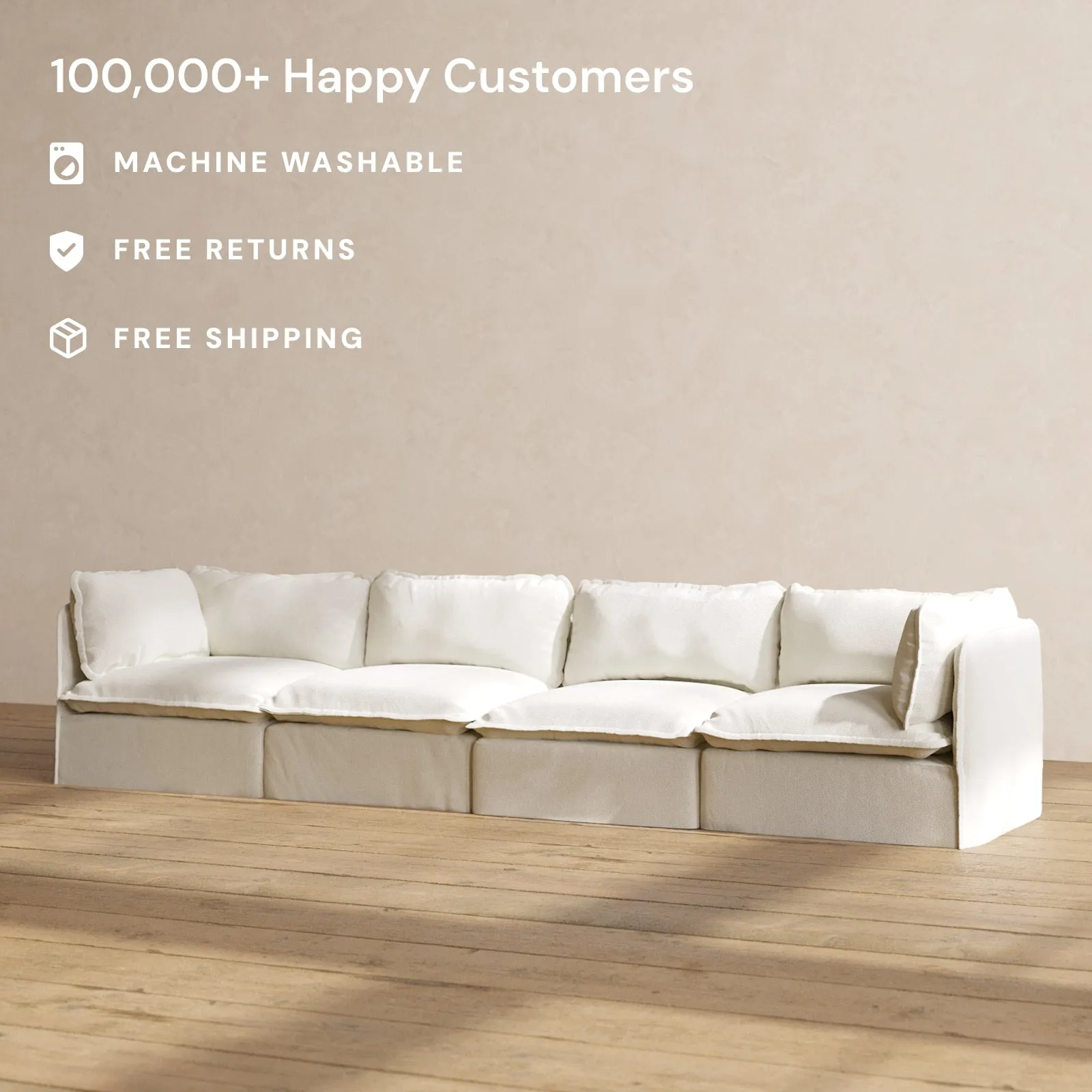 Modular Performance 4-Seater in Eggshell | Deluxe Blend
