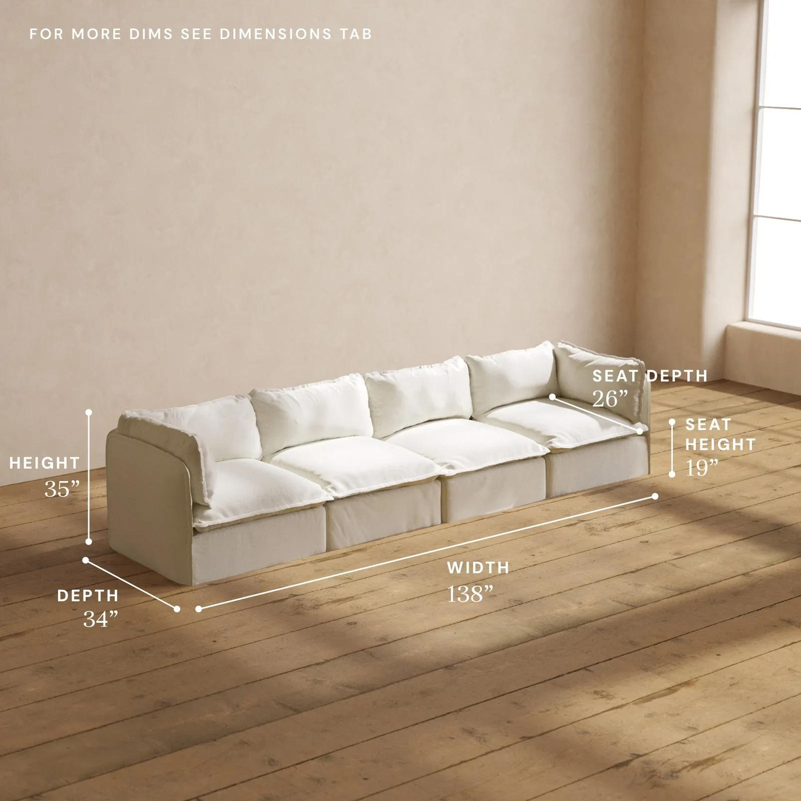 Modular Performance 4-Seater in Eggshell | Deluxe Blend