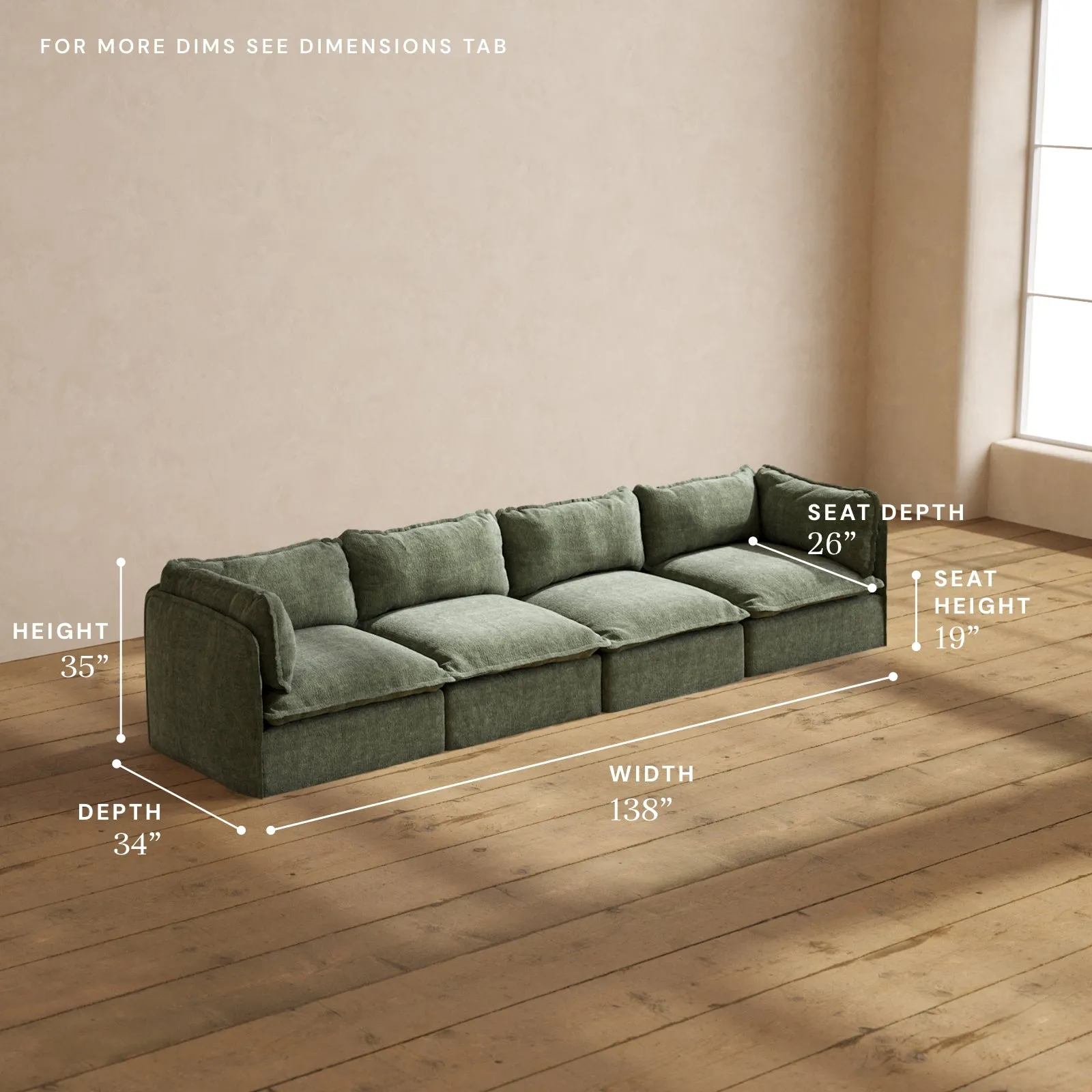 Modular Performance 4-Seater in Willow | Deluxe Blend