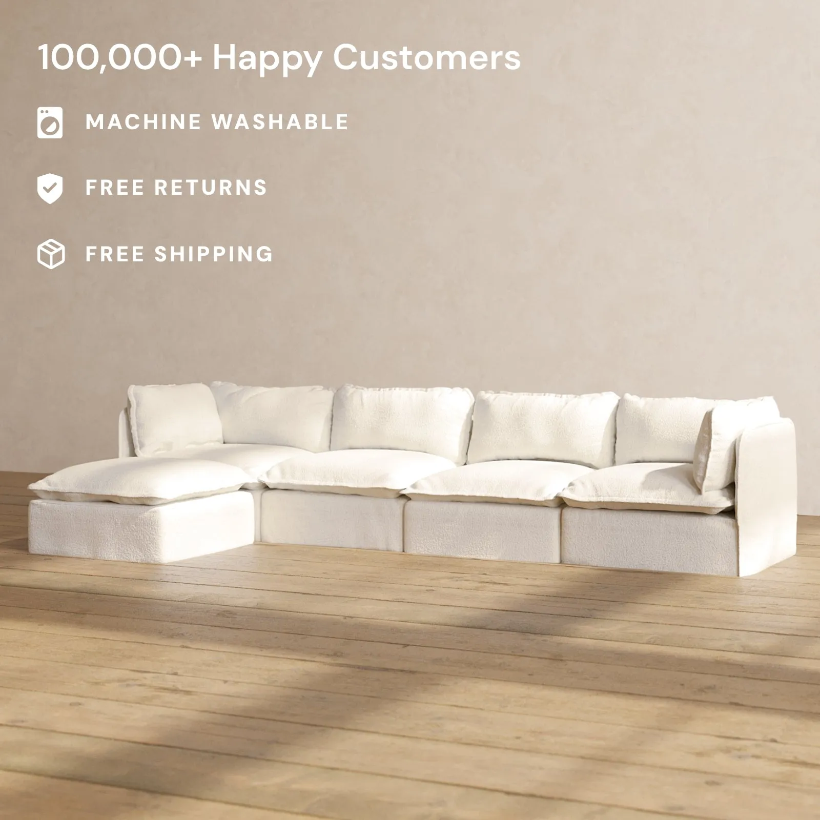 Modular Performance 4-Seater Sectional in Mousse | Deluxe Blend