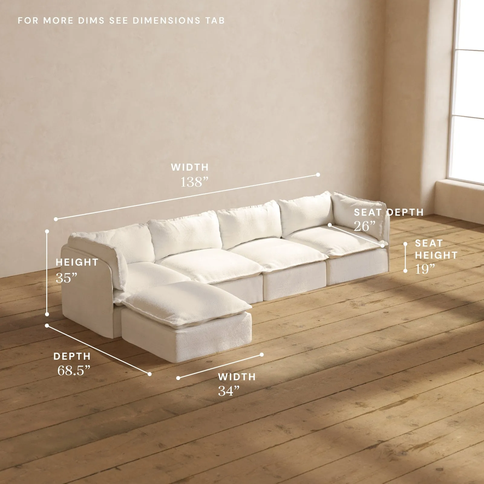 Modular Performance 4-Seater Sectional in Mousse | Deluxe Blend