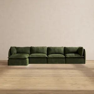 Modular Performance 4-Seater Sectional in Olive | Deluxe Blend