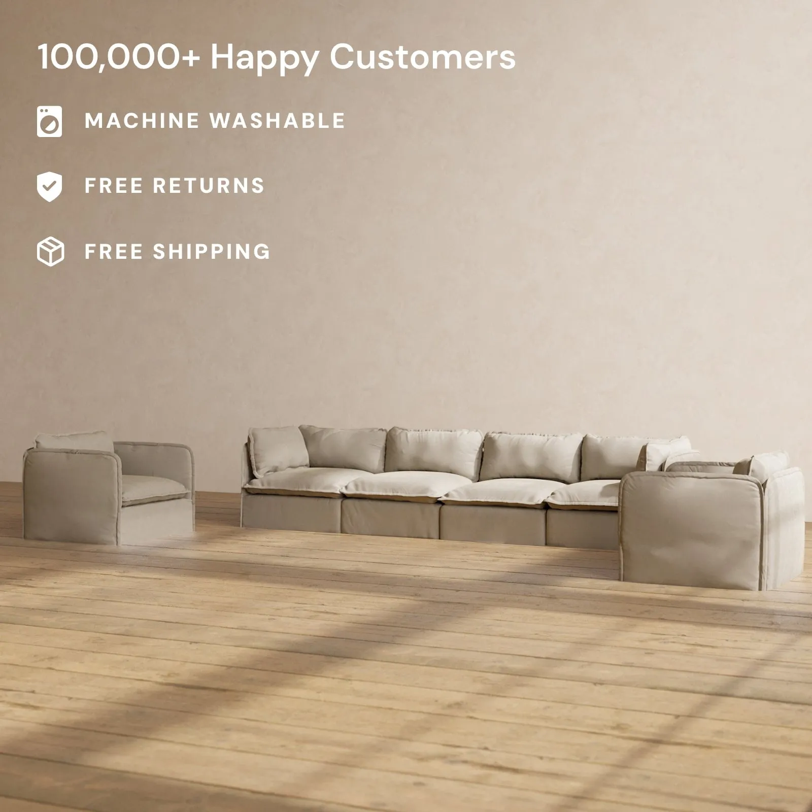 Modular Performance 4-Seater Sofa   Armchair Set in Dune | Relaxed Blend