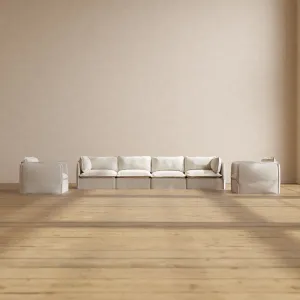 Modular Performance 4-Seater Sofa   Armchair Set in Flour | Deluxe Blend