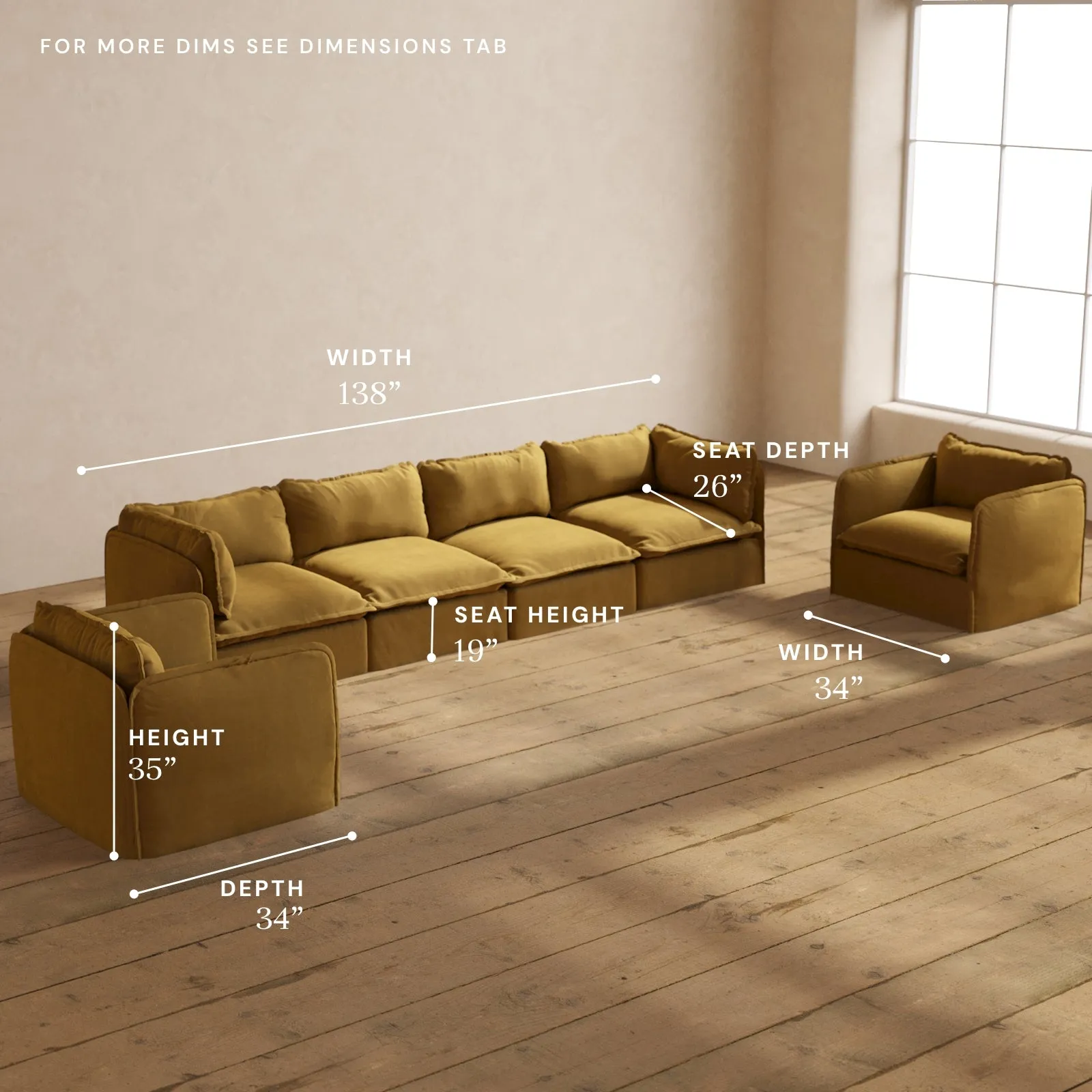 Modular Performance 4-Seater Sofa   Armchair Set in Toffee | Relaxed Blend