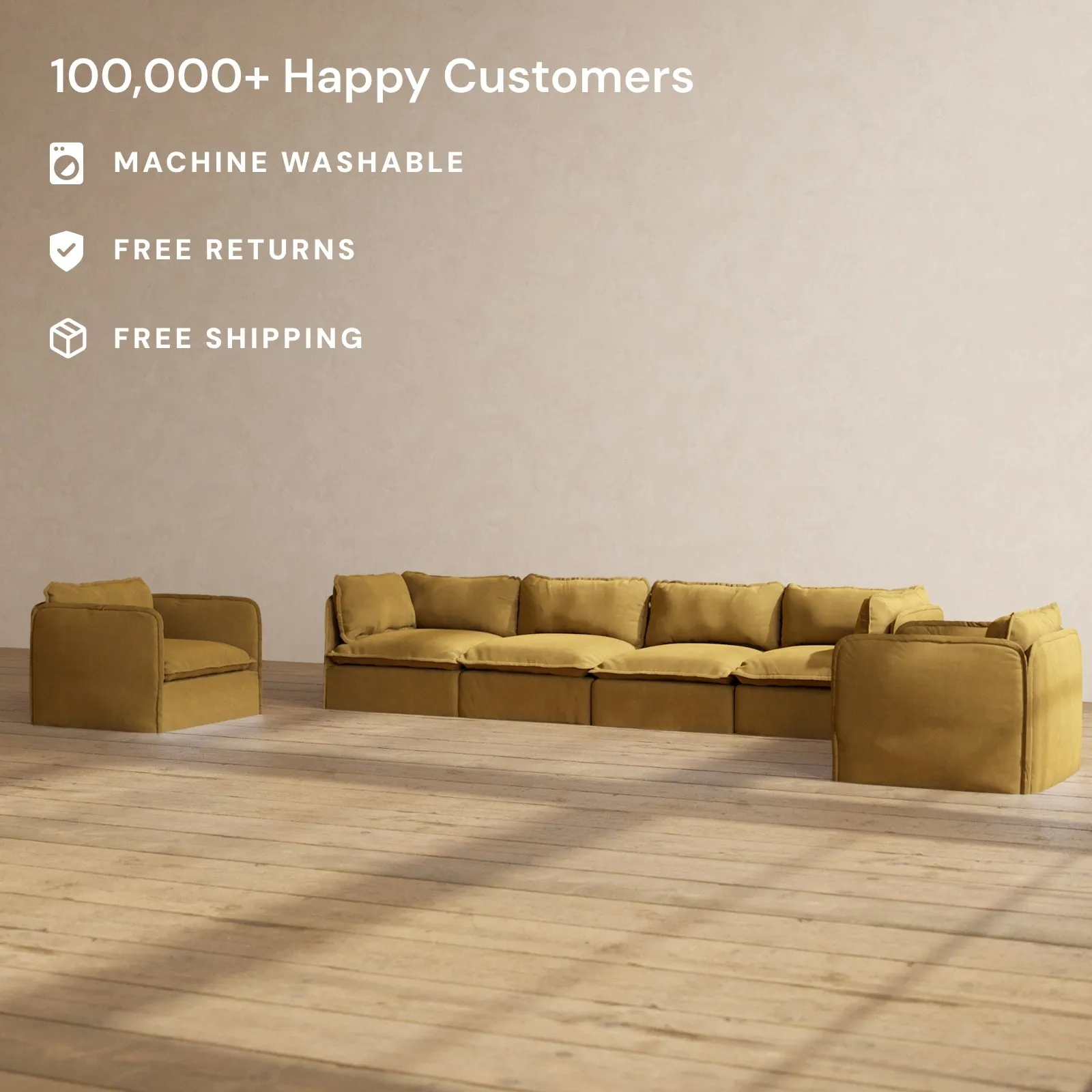 Modular Performance 4-Seater Sofa   Armchair Set in Toffee | Relaxed Blend