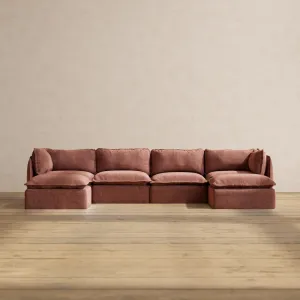Modular Performance 4-Seater U-Sectional in Chestnut | Deluxe Blend